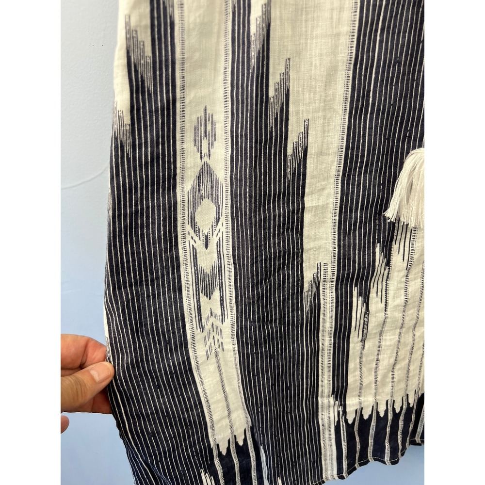 Cynthia Rowley Navy White 100% Linen Sleeveless Dress SZ6 Aztec Southwestern - Picture 3 of 6